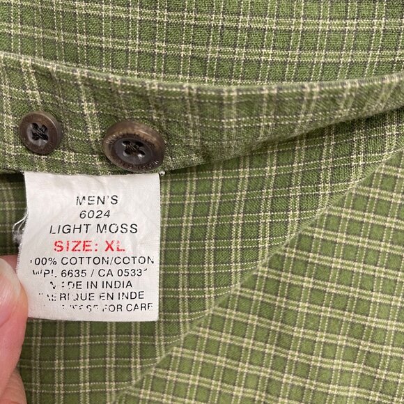WOOLRICH SHIRT BUTTON DOWN LONG SLEEVE MENS XL CHECK LIGHT MOSS COTTON CASUAL - Picture 6 of 10